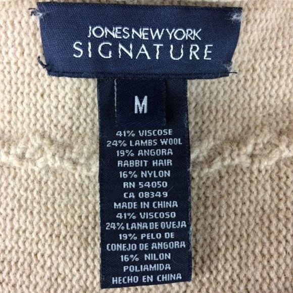 Jones New York Women's Size Medium Tan Wool Angora Blend Cardigan Sweater - Picture 5 of 6